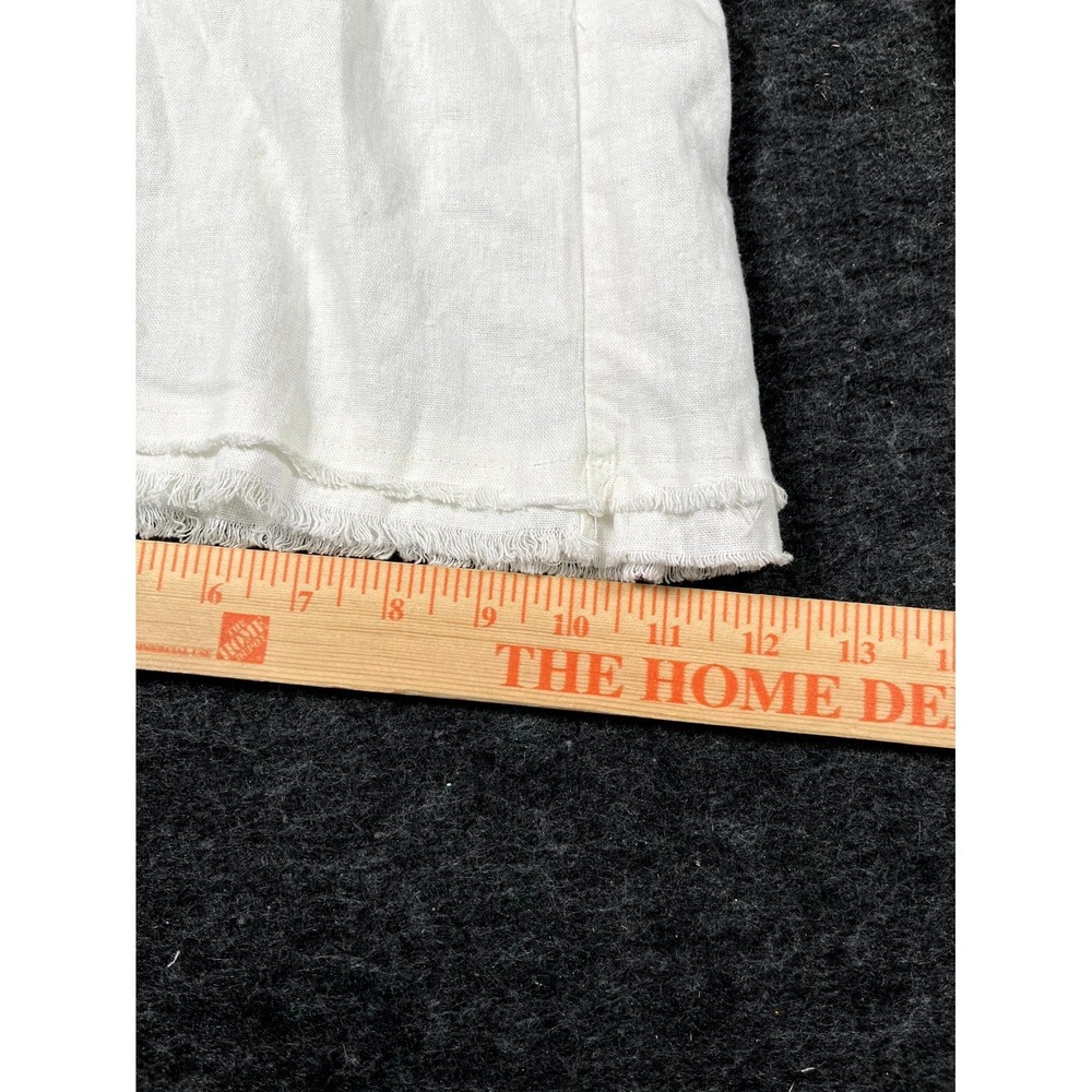 Beau Dawson Pants Womens Large White Linen Drawstring Raw Hem Wide Leg Casual - Picture 3 of 9